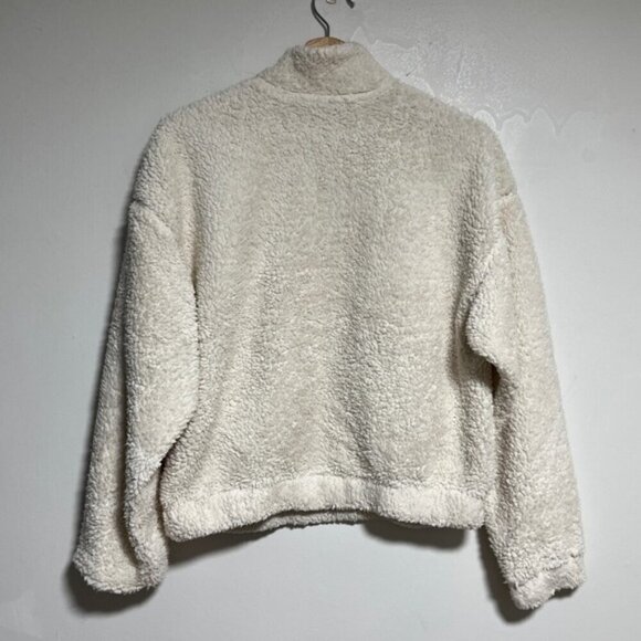 H&M Divided White Sherpa Teddy Fleece Pullover Jacket - Size Small - Picture 9 of 12